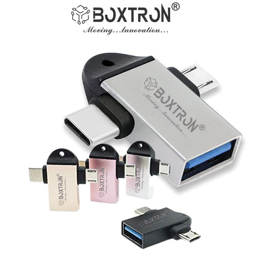 Boxtron 2 in 1 OTG Adapter Micro USB+USB Type C to USB Female Connector.