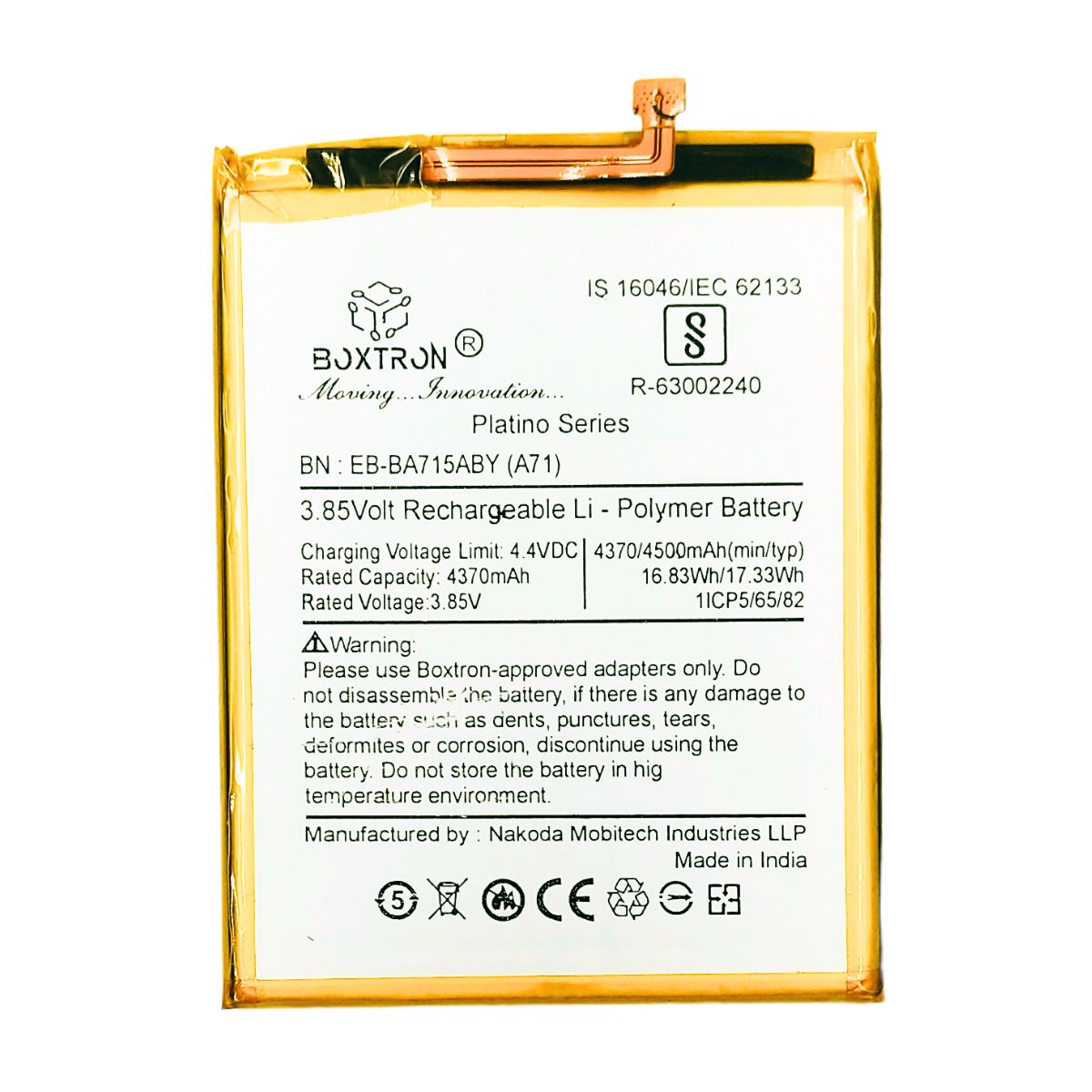 Boxtron EB-BA715ABY Battery Compatible for Samsung Galaxy A71 - 4500 mAh Battery Capacity.