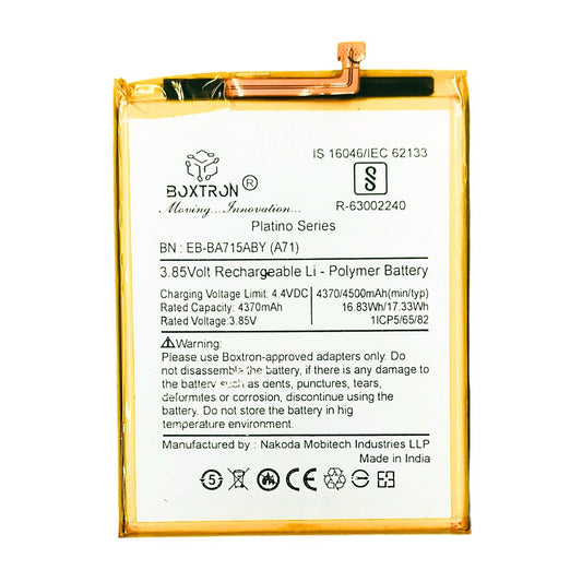 Boxtron EB-BA715ABY Battery Compatible for Samsung Galaxy A71 - 4500 mAh Battery Capacity.