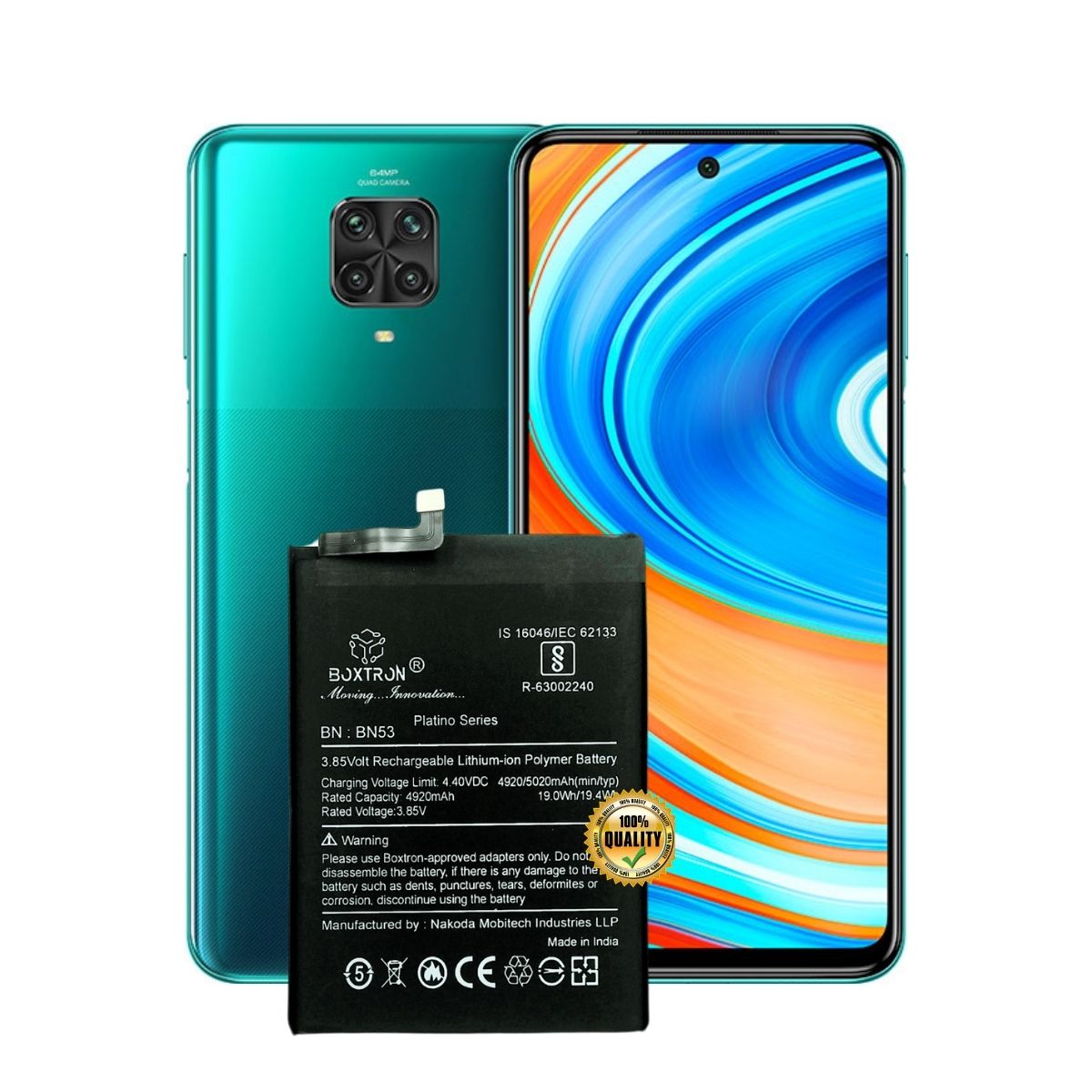 Boxtron BN53 Battery Compatible with Redmi Mi Note 9 Pro Max, Note 10 Pro, Poco M2 Pro - 5000mAh Battery Capacity