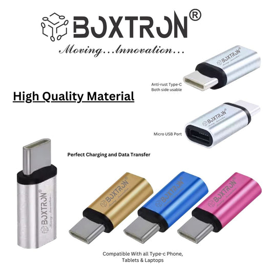 Boxtron Type-C to Micro USB Adapter for Huawei Honor V8 Type-C to Micro METAL USB Converter | Type C Male to Micro USB Female Data Connector