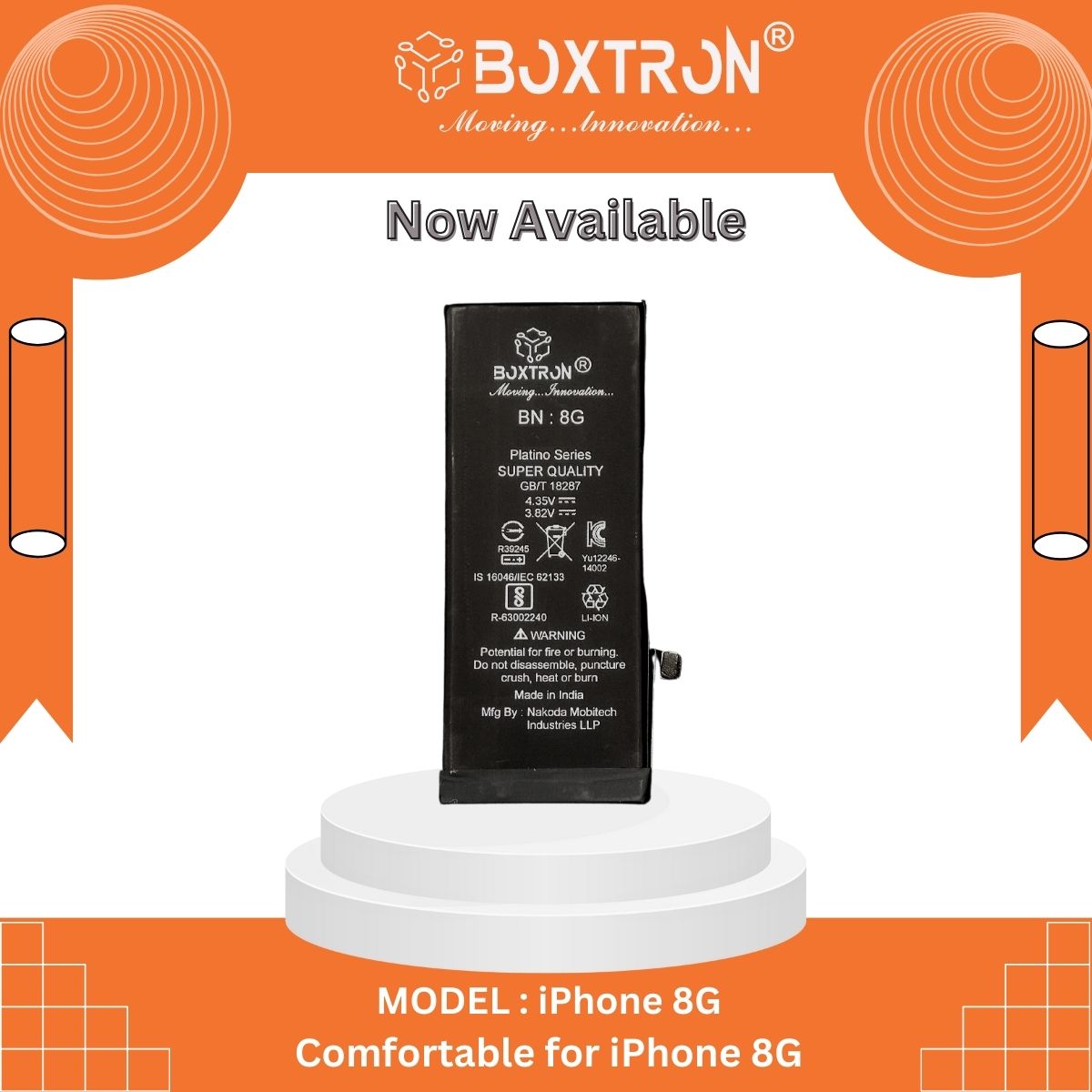 Boxtron 8G Battery Compatible for iPhone 8G - 1821 mAh Battery Capacity