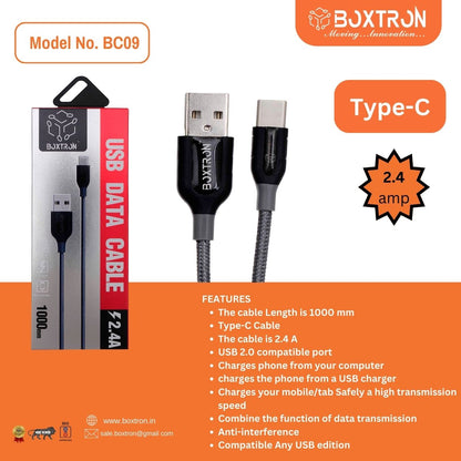 Boxtron BC09 TYPE-C  USB Fast Charging Data Cable of 2.4 Ampere