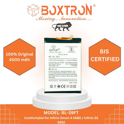 Boxtron BL-39LX Battery Compatible with Infinix Smart 4 X680 / Infinix S5 X652 - 4000mAh Battery Capacity