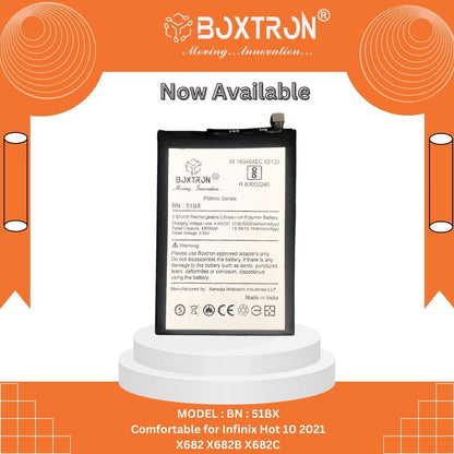 Boxtron BL-51BX Battery Compatible for Infinix Note 8 X692 / Note 8i X683 / Hot 10 - 5200mAh Battery Capacity