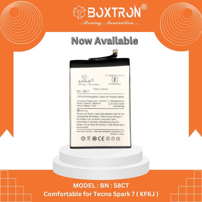 Boxtron BL-58CT Battery Compatible For Tecno Spark 7 - 6000 Mah Battery Capacity