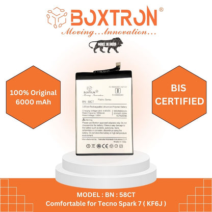 Boxtron BL-58CT Battery Compatible For Tecno Spark 7 - 6000 Mah Battery Capacity