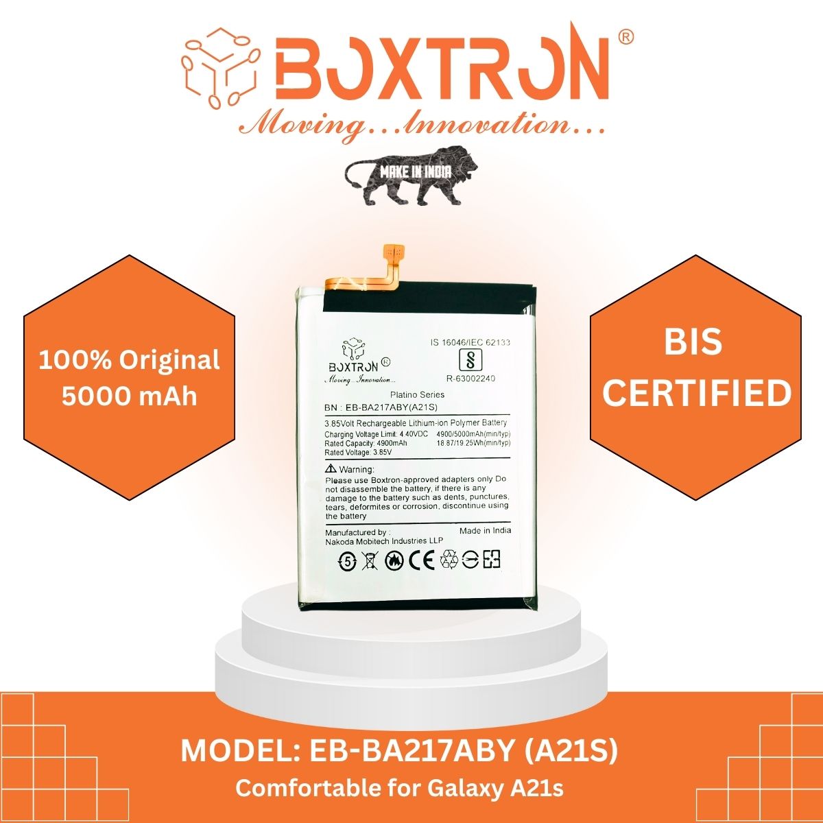 Boxtron EB-BA217ABY Battery Compatible for Samsung A21s 5000mAh Battery Capacity