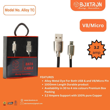 Boxtron Alloy Metal Micro USB Data Cable 3.4 Ampere