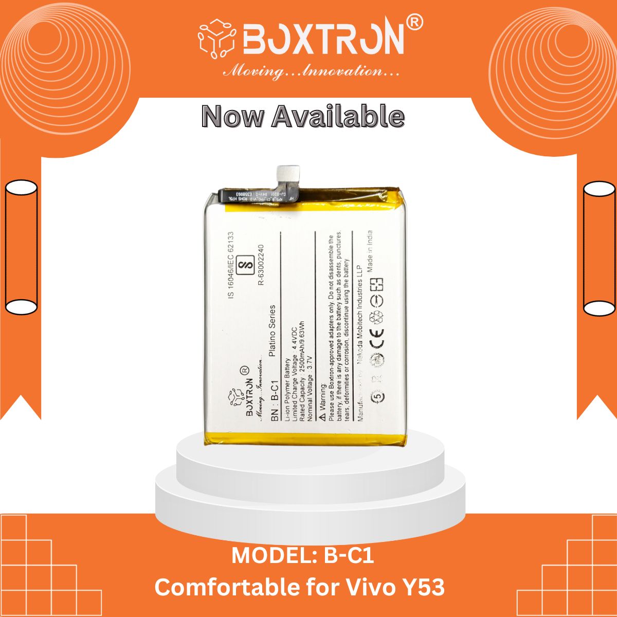 Boxtron B-C1 Battery Compatible For Vivo Y53 2500 Mah Battery Capacity