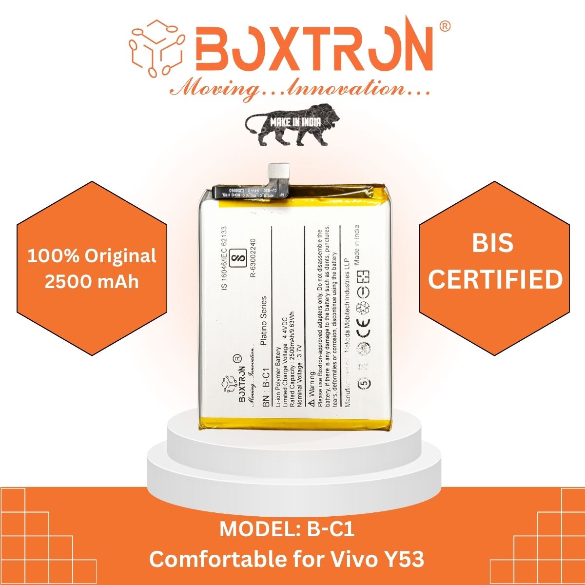 Boxtron B-C1 Battery Compatible For Vivo Y53 2500 Mah Battery Capacity