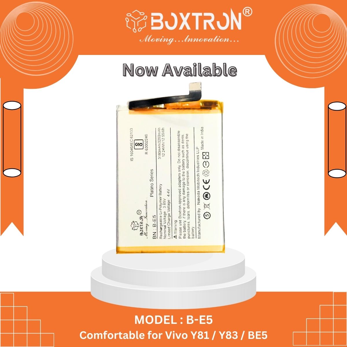 Boxtron B-E5 Battery Compatible to Vivo Y81 - 3260 Mah Battery Capacity