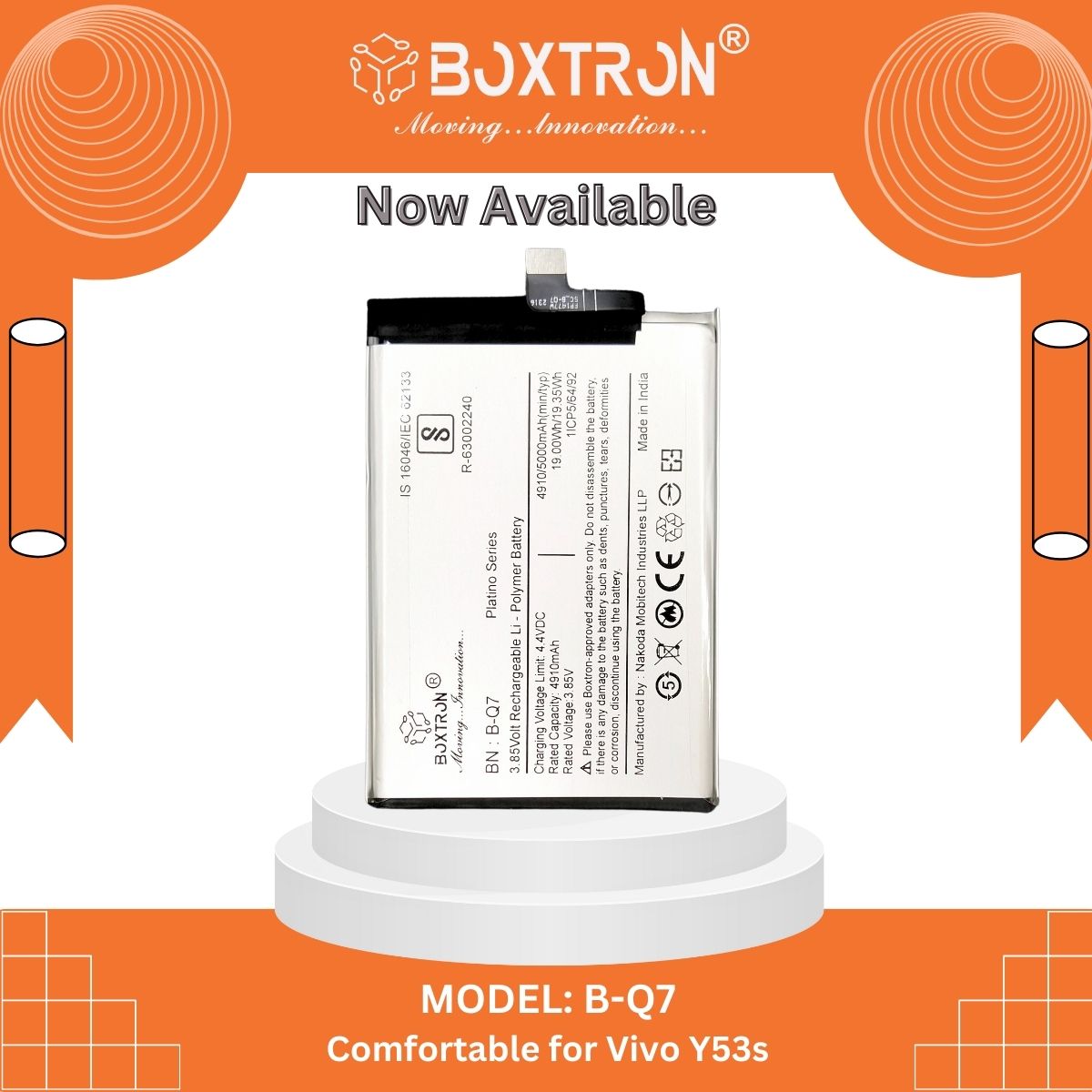 Boxtron B-Q7 Battery Compatible with VIVO Y53S, 5000 mAh Battery Capacity