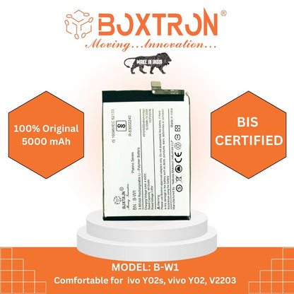 Boxtron B-W1 Battery Compatible with vivo Y02s, Y02, V2203, battery Capacity 5000 mah