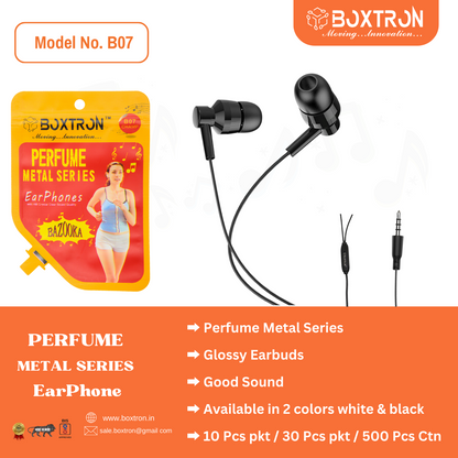 BOXTRON Earphone  B07 Bazooka PERFUME METAL SERIES Univercells Wired in Ear Earphones  Mic (Black)