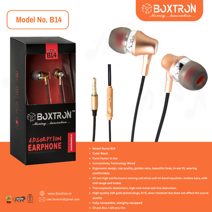 Boxtron B14 Metal Wired Adsorption Earphone.