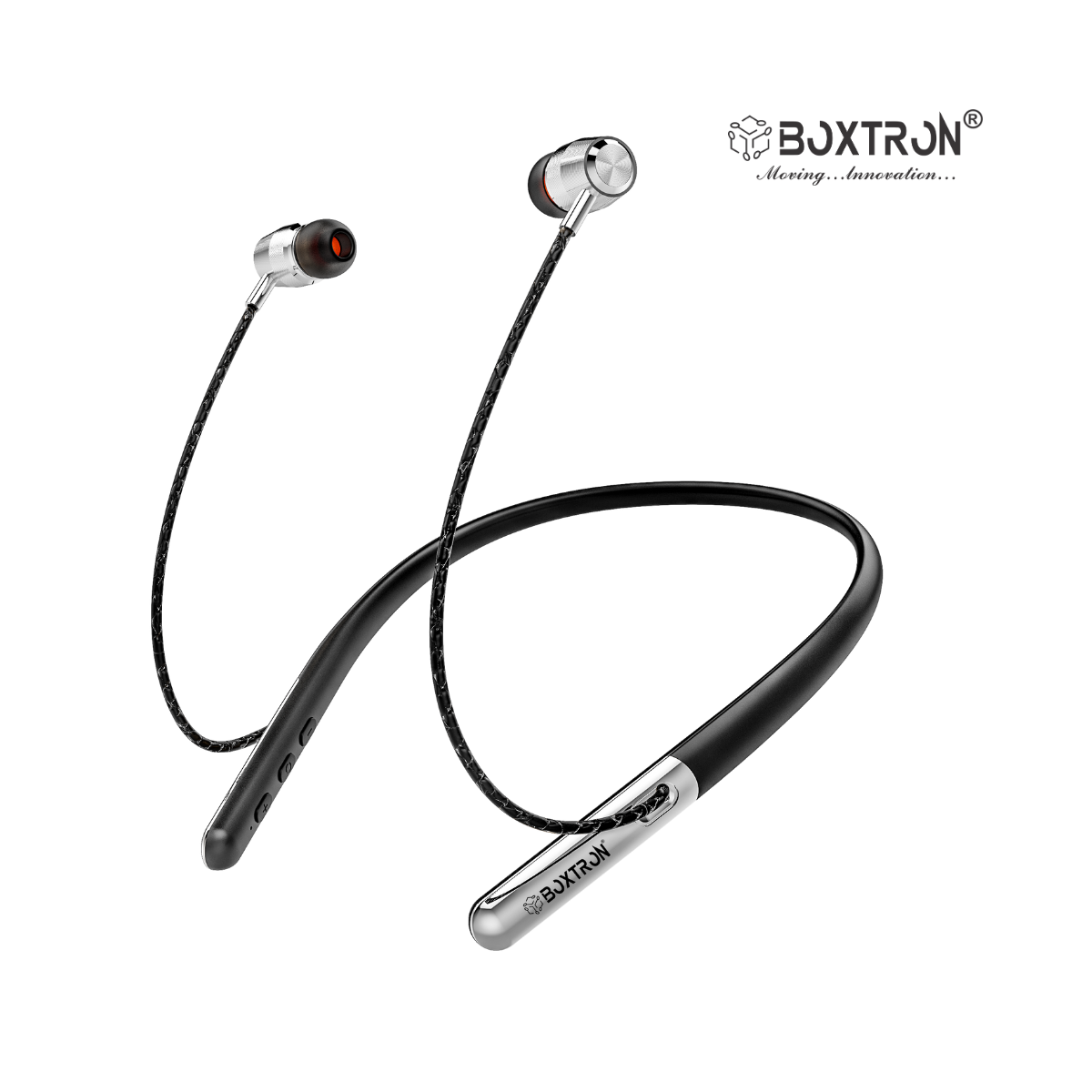 Boxtron B30 Wireless Bluetooth Neckband, Magnetic Earplugs.