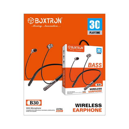 Boxtron B30 Wireless Bluetooth Neckband, Magnetic Earplugs.