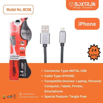 Boxtron BC06 IPHONE Cable. . 2.4Amps