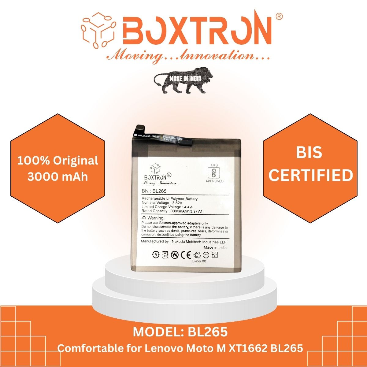 Boxtron BL265 Battery Compatible with Motorola Moto M - 3000mAh Battery Capacity