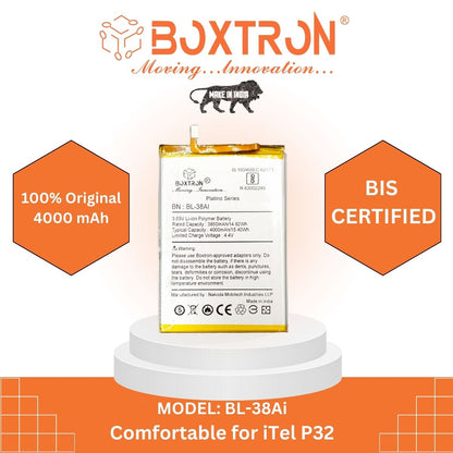 Boxtron BL-38Ai Mobile Battery Compatible with itel P32 / BL38AI -4000mAh Battery Capacity