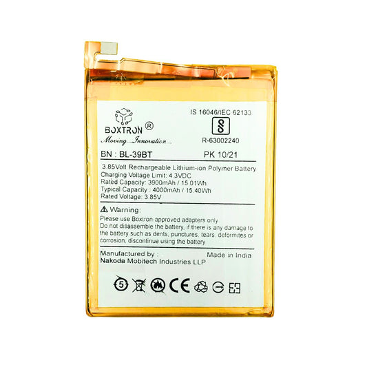 Boxtron BL-39BT Battery Compatible With Tecno I7 - 4000mAh Battery Capacity