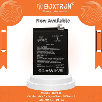 Boxtron BLP835 Battery Compatible for Oppo Oppo F19 Pro - 4310 mAh Battery Capacity