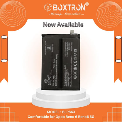 Boxtron BLP863 Battery Compatible for Oppo Reno 6 Reno6 5G - 4000mAh Battery Capacity