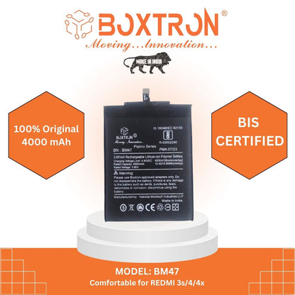 Boxtron BM47 Battery for Redmi 3, 3s, 3s Prime, Redmi 4, 4X - 4100 mAh Battery Capacity