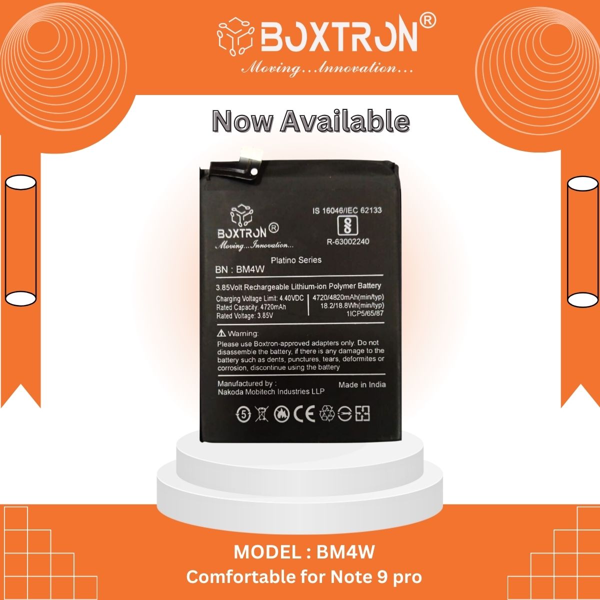 Boxtron BM4W Battery Of 4800mAh Compatible for Xiaomi Mi 10i & Mi 10T Lite