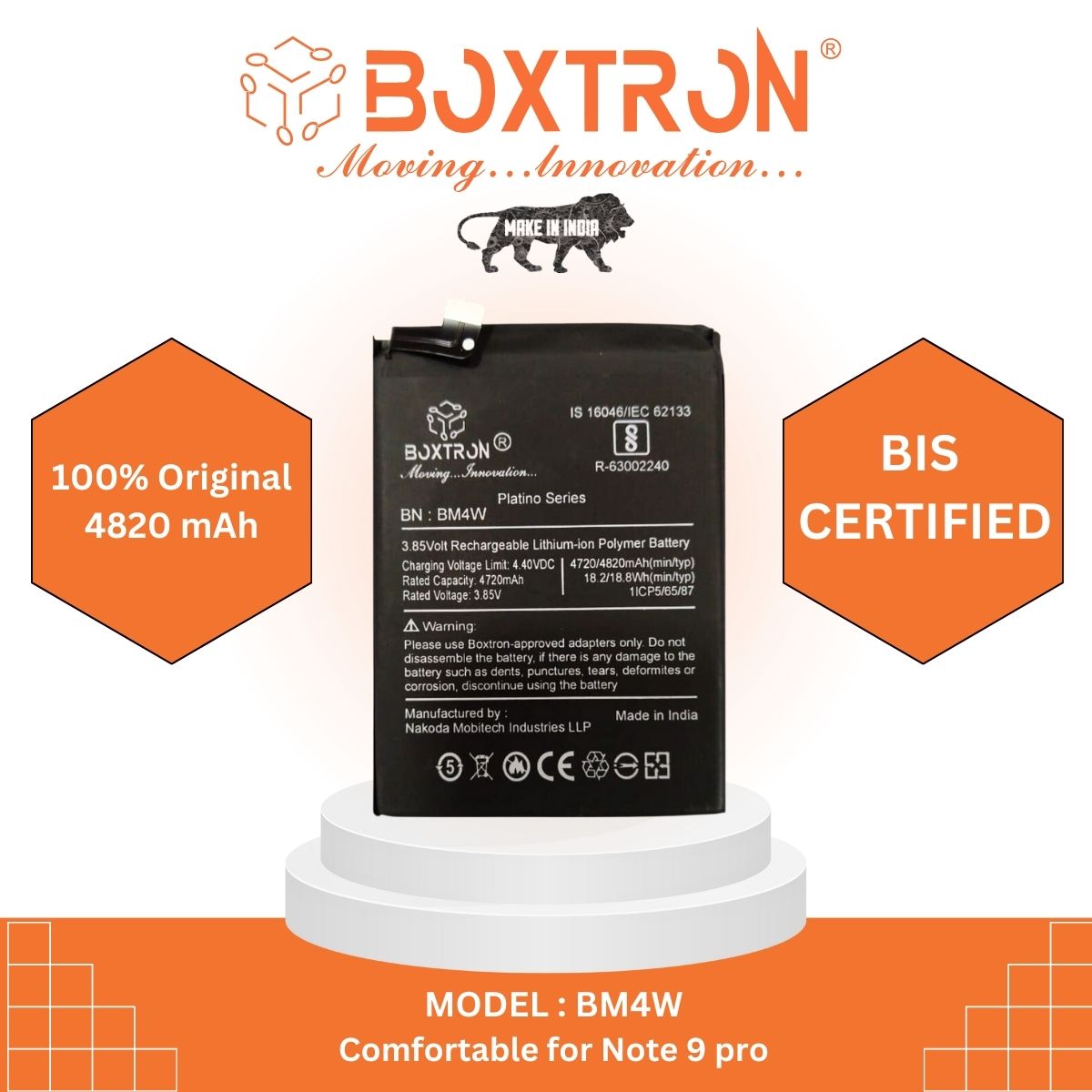 Boxtron BM4W Battery Of 4800mAh Compatible for Xiaomi Mi 10i & Mi 10T Lite