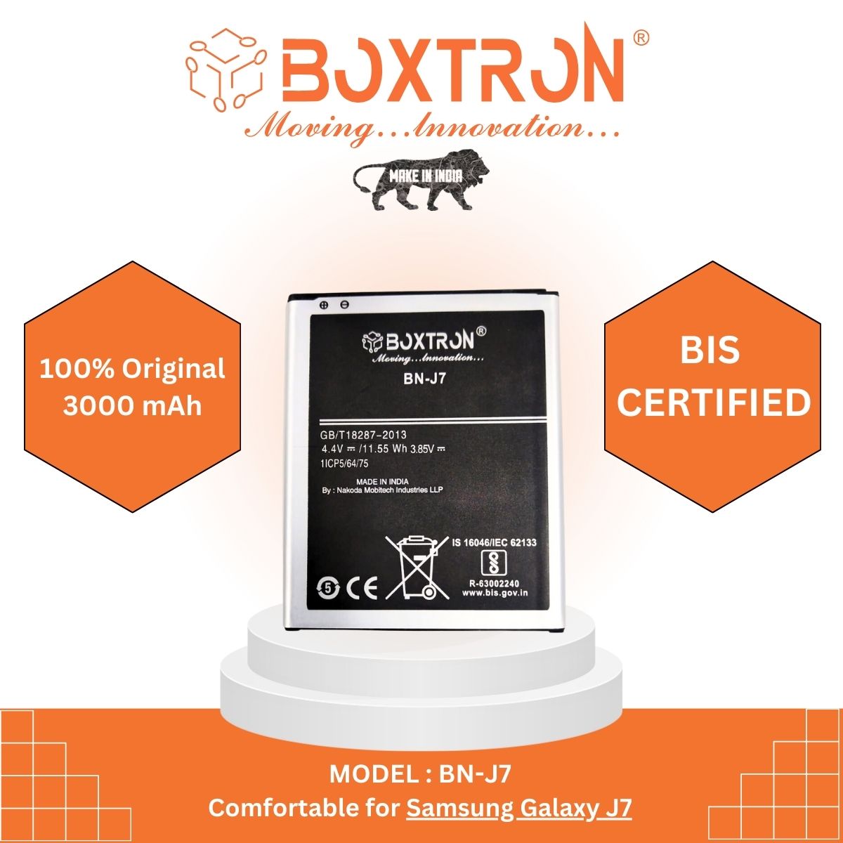 Original EB-BJ700BBU Boxtron Mobile Battery Compatible  Samsung Galaxy J7 SM-J700 Duos / J7 Duo  / J4 Core  3000mAh