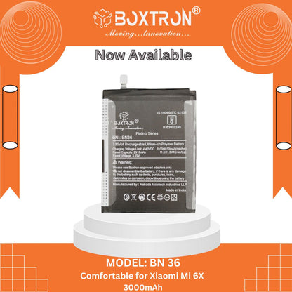 Boxtron Bn-36 Battery Compatible for Xiomi Mi Redmi A2 / A-2 / Mi 6X - 3010 mAh Battery capacity  .