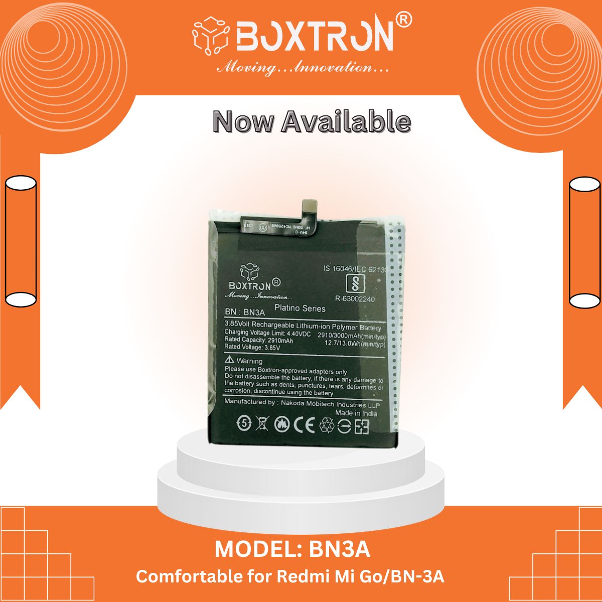 Boxtron BN 3A Battery Compatible for Redmi GO - 3000 mAh Battery Capacity