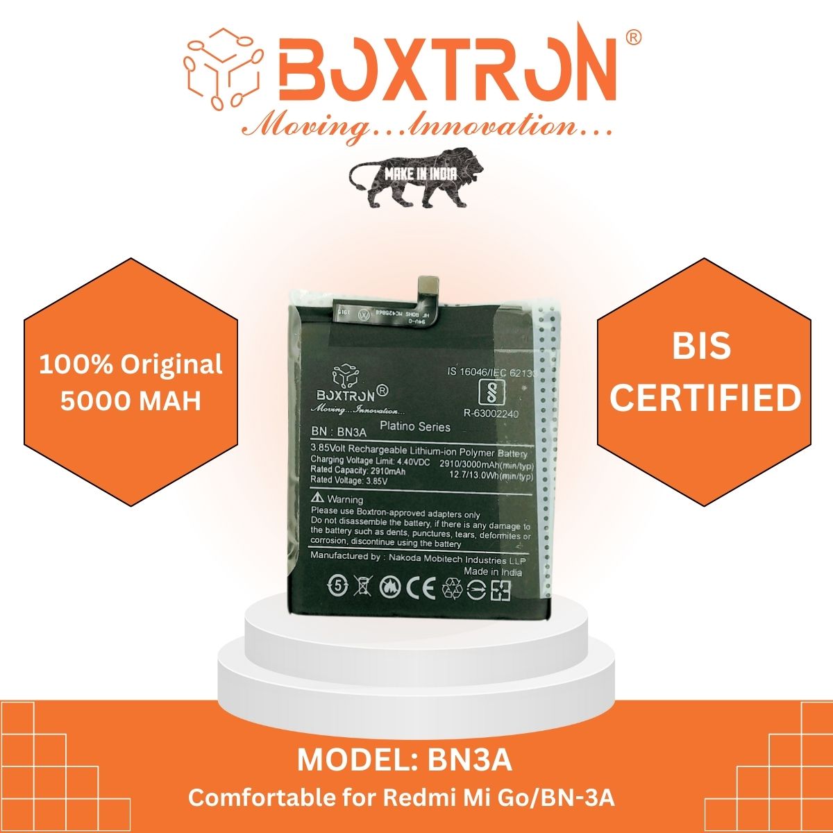 Boxtron BN 3A Battery Compatible for Redmi GO - 3000 mAh Battery Capacity