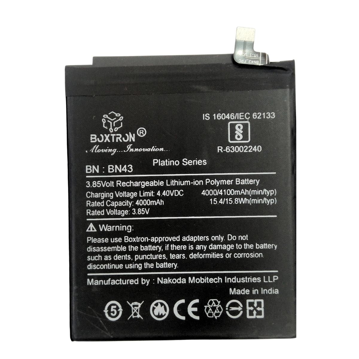 Boxtron BN43 Battery Compatible for Xiaomi Redmi Note 4 - 4100mAh Battery Capacity