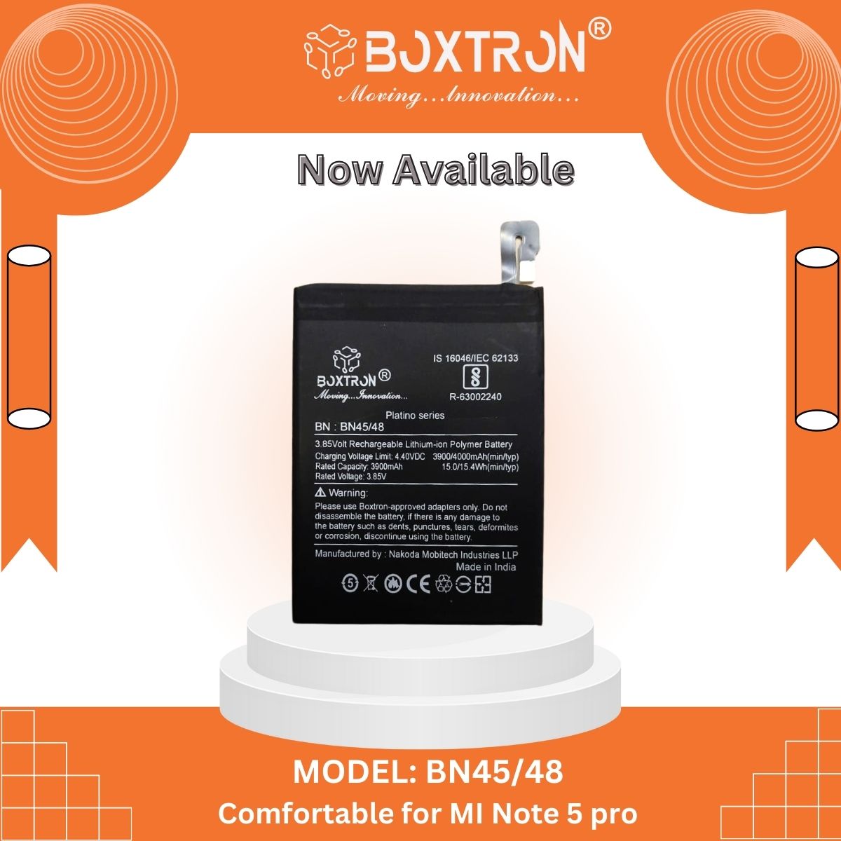 Boxtron BN45/BN48 Battery Compatible for Xiaomi Redmi Note 5 Pro - 4000mAh Battery Capacity