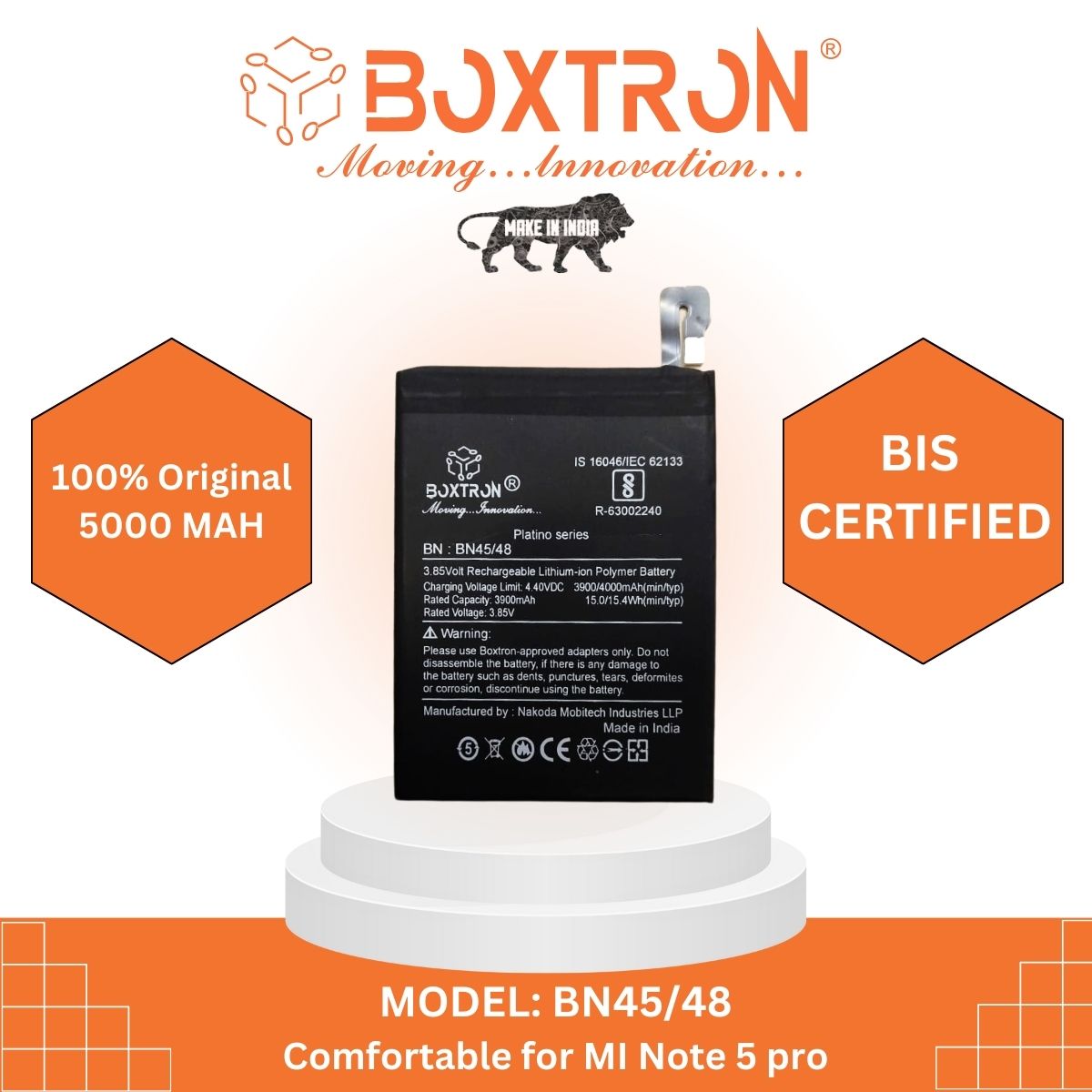 Boxtron BN45/BN48 Battery Compatible for Xiaomi Redmi Note 5 Pro - 4000mAh Battery Capacity