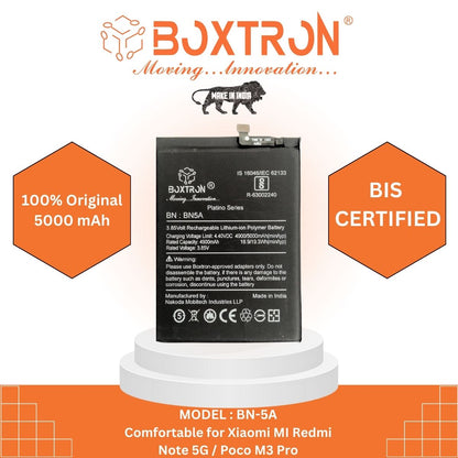 Boxtron BN5A Battery Compatible for Xiaomi Redmi Note 10 (5G) / Poco M3 Pro - 5000 mAh Battery Capacity