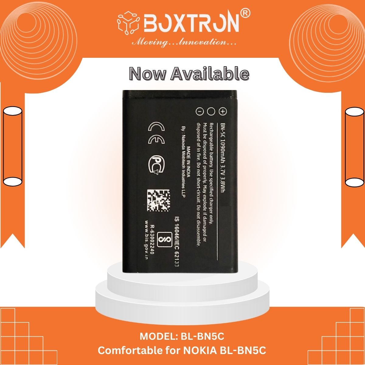 Boxtron BL-5C Battery for Itel BL-5C for Itel Ace - 1000mAh Battery Capacity