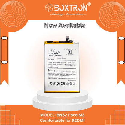 Boxtron BN62 Battery Compatible for Poco M3.- 6000 mAh Battery Capacity