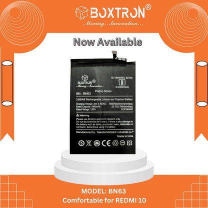 Boxtron BN63 Battery for Redmi Mi 10/10 Prime - 6000mAh Battery Capacity