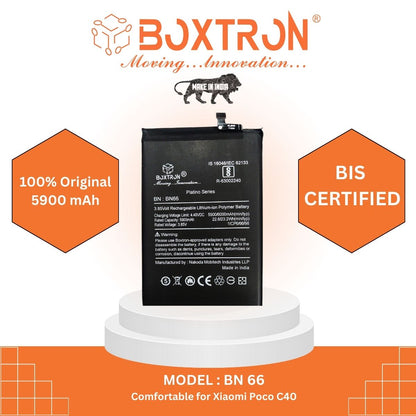 Boxtron BN66 Battery for Xiaomi Redmi Mi Poco C40 - 6000 mAh Battery Capacity