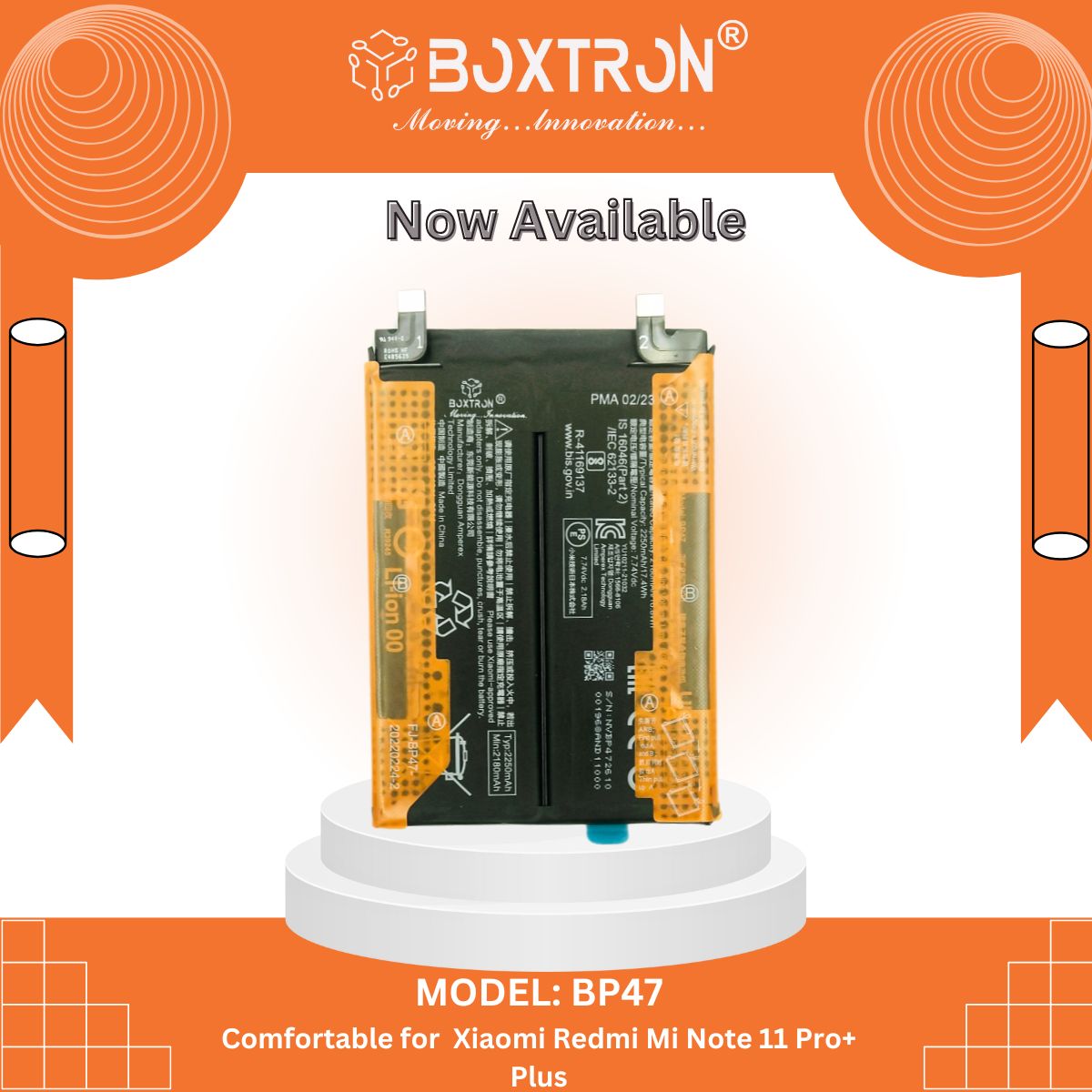 Boxtron BP47 Battery is Compatible for Xiaomi 11i, 5160mAh Battery Capacity.