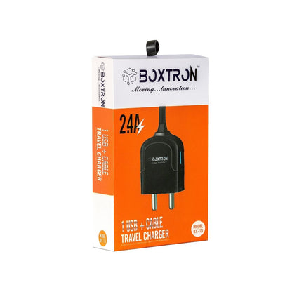 Boxtron BX13 2.4Amp Single Port Mobile Charger with Lead Cable Attached/Fast Charger with 1Mtr USB Cable Included (White) with Micro USB Cable