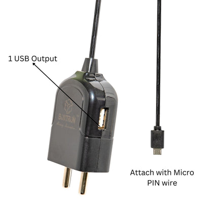 Boxtron BX13 2.4Amp Single Port Mobile Charger with Lead Cable Attached/Fast Charger with 1Mtr USB Cable Included (White) with Micro USB Cable