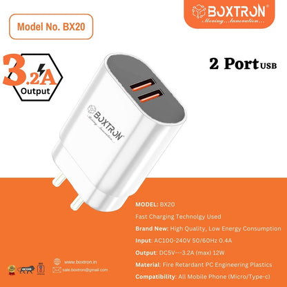 Boxtron BX20 Double USB Charger 3.2A. .