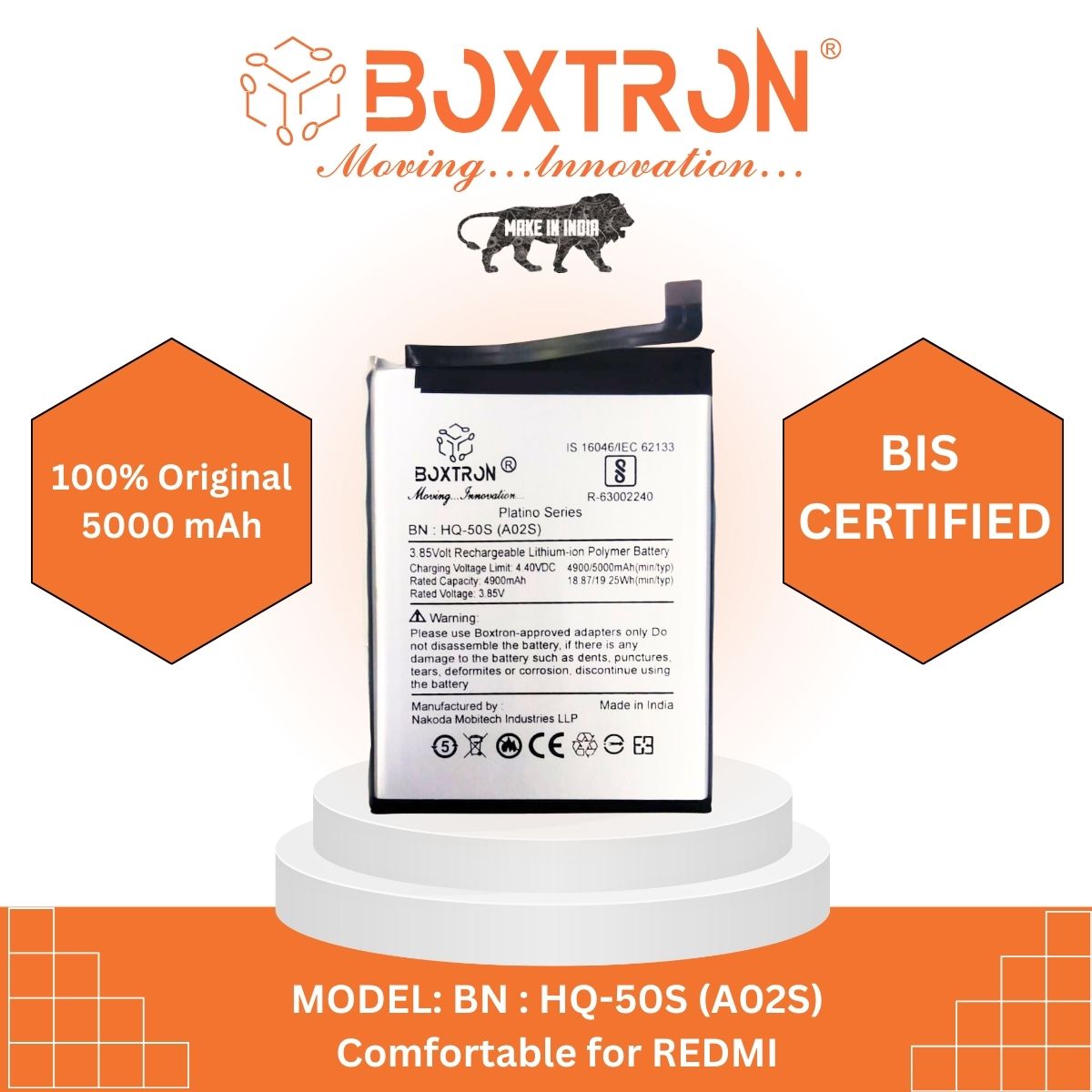 Boxtron HQ-50S Battery Compatible for Samsung A03, A03S, F02S, A02S, M02S, M02S, M025, A025F - 5000mAh Battery Capacity