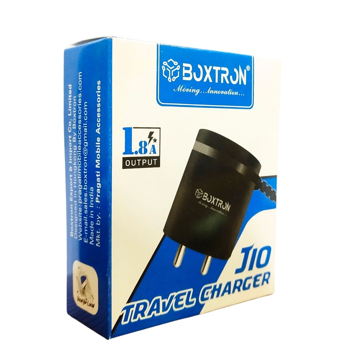 Boxtron BX-Jio Wall Charger with 1 USB Port Adaptor and Mirco USB Cable, Fast Charging with 1.8A Output, Temperature Control,Compact Design Easy to Carry (JIO Black)