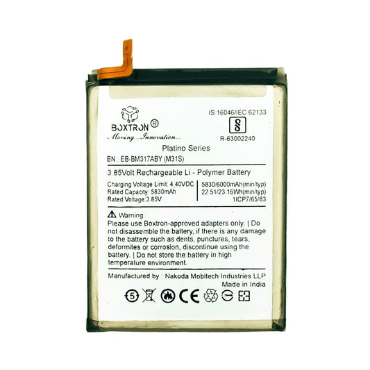 Boxtron EB-BM317ABY Battery Compatible for Samsung Galaxy M31s  - 6000mAh Battery Capacity